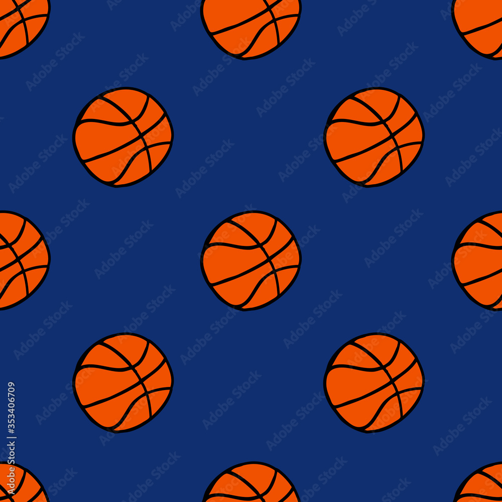 basketball seamless doodle pattern