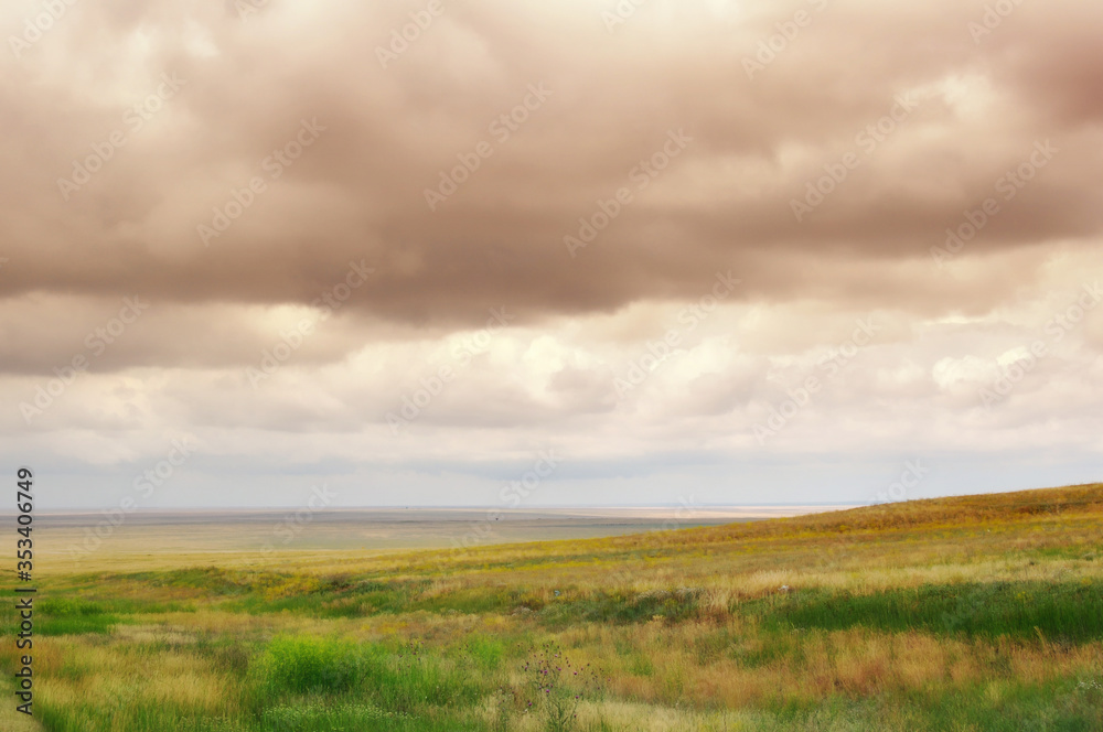 clouds over the steppe in Kalmykia