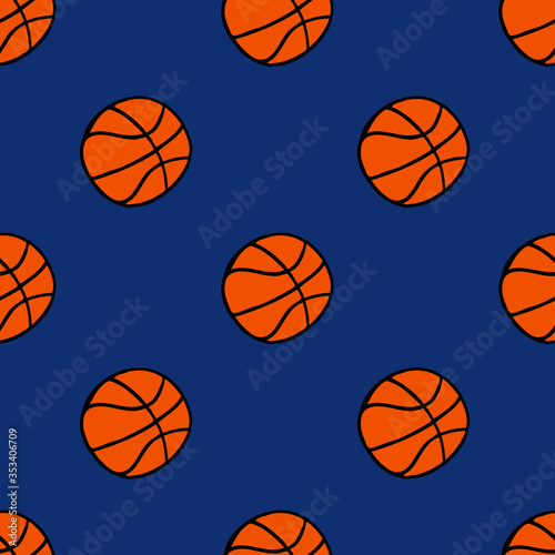basketball seamless doodle pattern © chernous