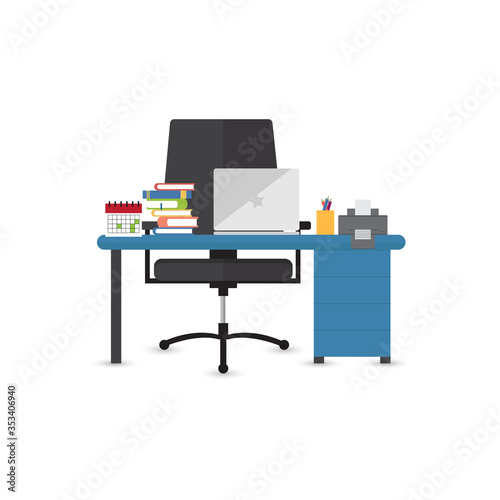 Business workplace. Office desk. Vector illustration.