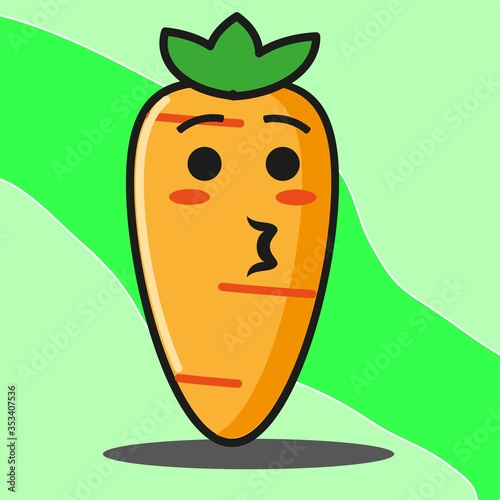 Cute carrot vegetables cartoon face mascot character vector design