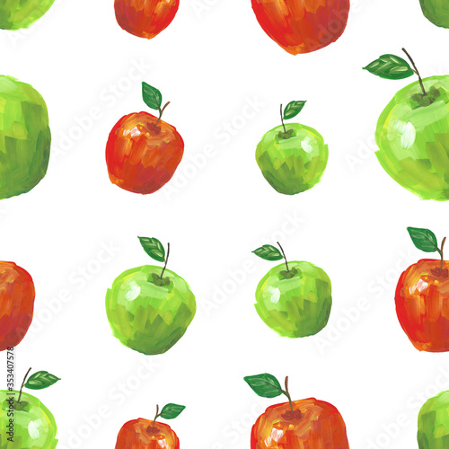 Fototapeta Naklejka Na Ścianę i Meble -  Gouache apple pattern
