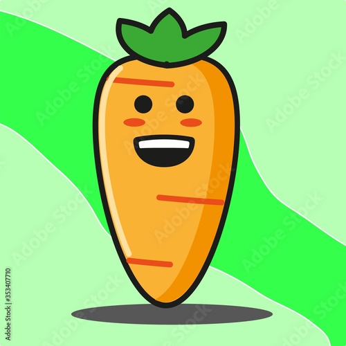 Cute carrot vegetables cartoon face mascot character vector design
