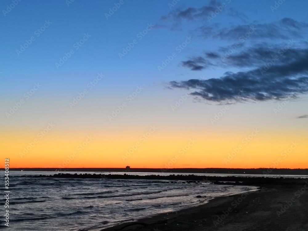 sunset in Baltic sea coast