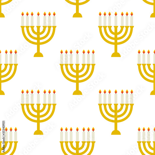 menorah for Hanukkah seamless pattern