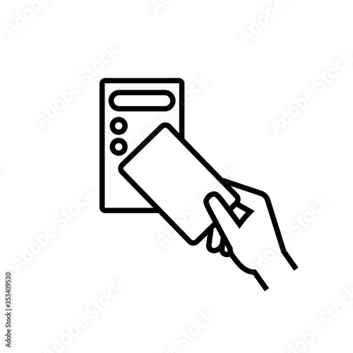 Access card reader sign outline icon. Clipart image isolated on white background photo
