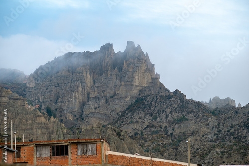 Rocky Hill near the Small Brick Houses in El Alto, La Paz / Bolivia © Alexandre