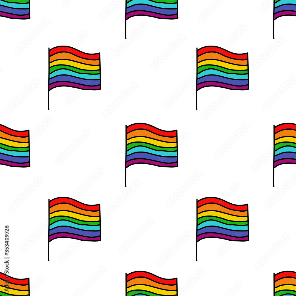 rainbow flag seamless doodle pattern rainbow flag seamless doodle pattern