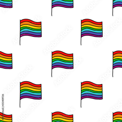 rainbow flag seamless doodle pattern