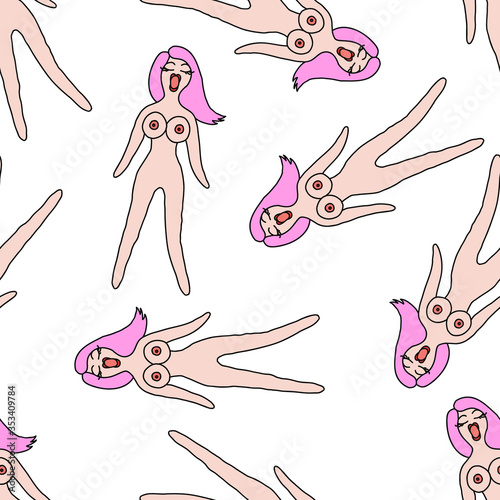 sex doll seamless doodle pattern