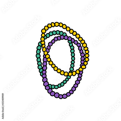 Mardi Gras beads doodle icon