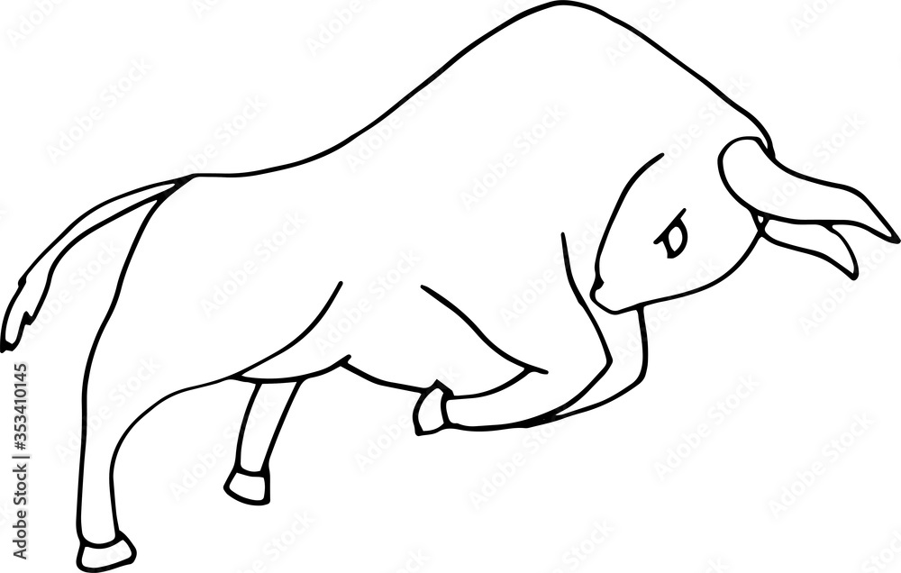 Vector illustration of doodle doodle bull jumping_1