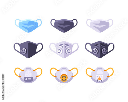 White medical face mask flat icon. Virus protection flat illustration