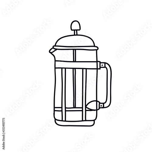 alternative coffee maker, device for brewing coffee doodle icon