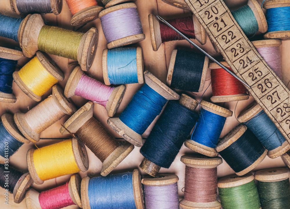 spools of colored threads
with a meter spools of colored threads
with a meter