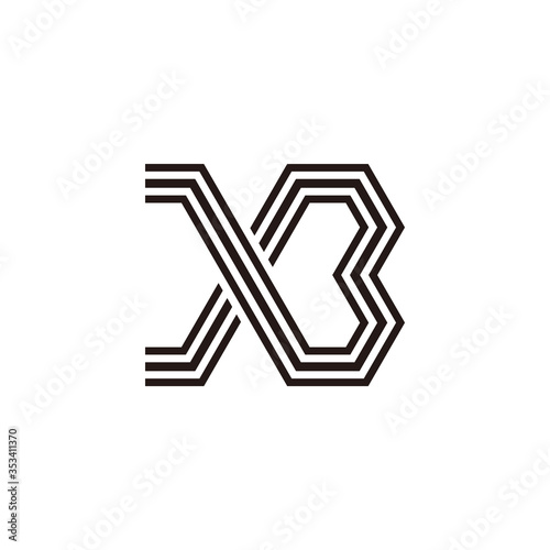 letter xb stripes geometric line symbol logo vector