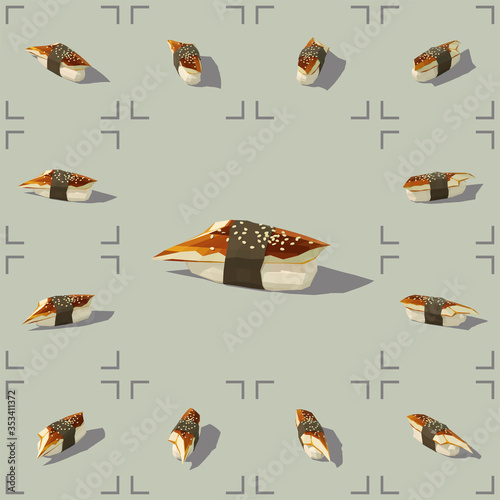 Vector isometric nigiri with ell in low poly style