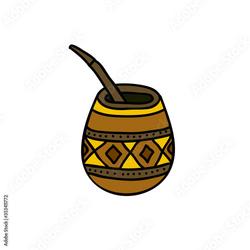 Yerba mate tea doodle icon