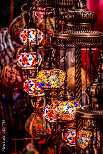 Beautiful Traditional Ramadan Light Lamp with blur background - Shot from Dubai Spice Souk, famous turkish light, place to visit in Dubai