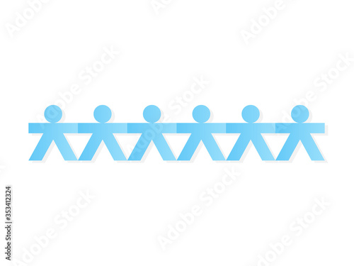 Paper doll chain icon. Clipart image isolated on white background