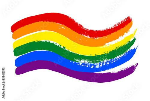 LGBT flag painted with brush strokes. The six color rainbow flag created for popularize and support the LGBT community in social media. Grunge graphic element