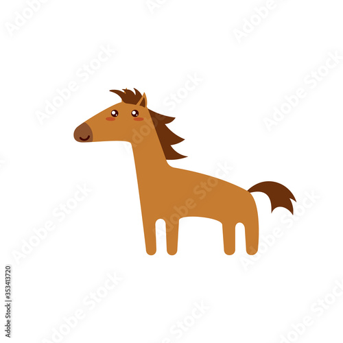 Cute kawaii horse icon. Clipart image isolated on white background