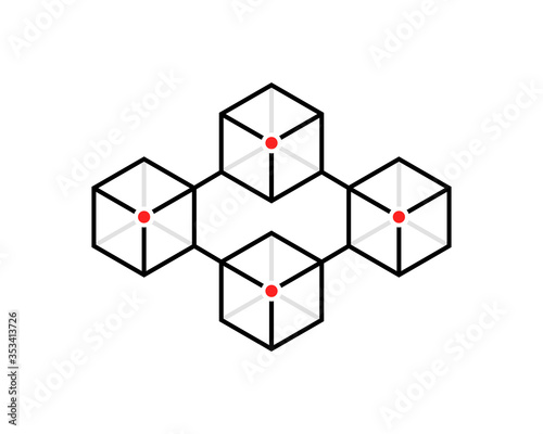 simple thin line blocks like blockchain