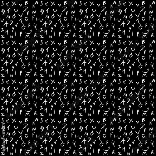 seamless pattern background vector    doodle hand written about Alphabet A-Z on black background for your design.  