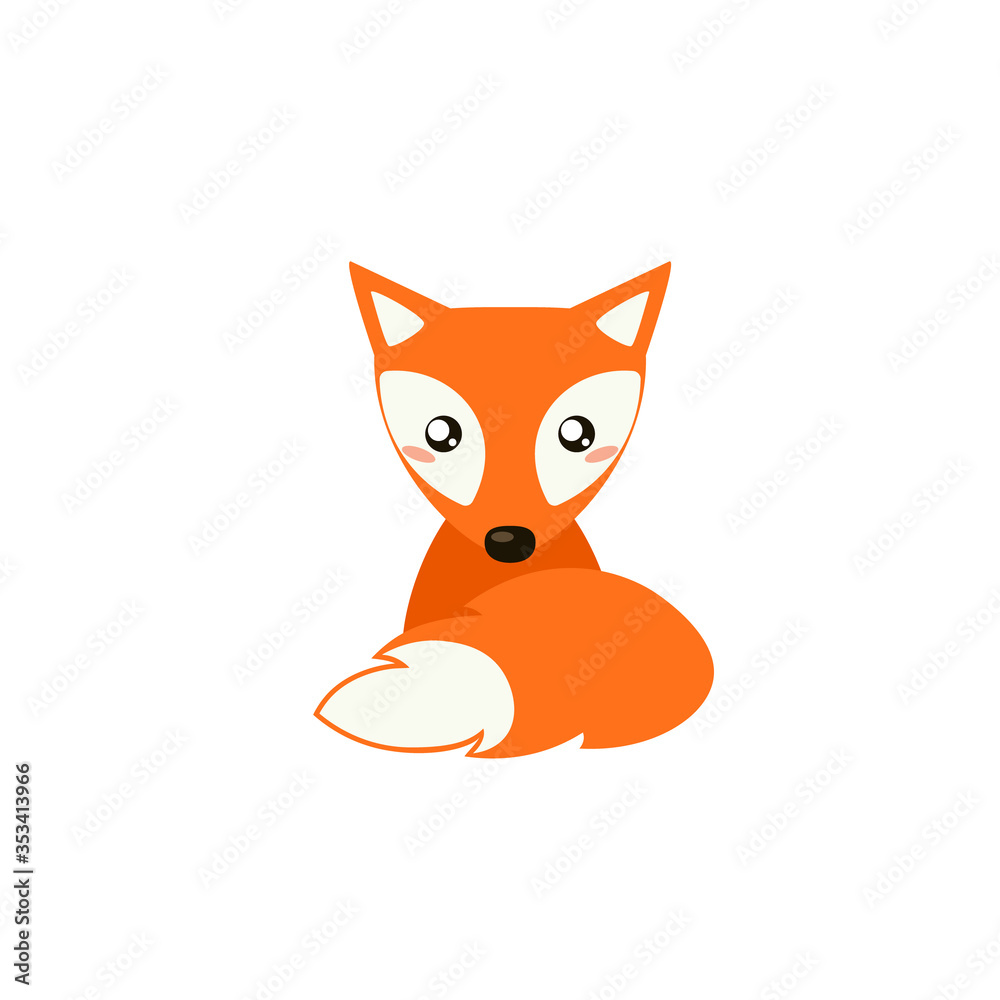 Obraz premium Cute kawaii fox icon. Clipart image isolated on white background