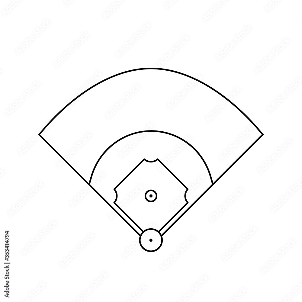 Baseball field diagram outline icon. Clipart image isolated on white  background vector de Stock | Adobe Stock