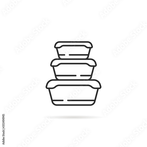 linear stack of plastic food containers