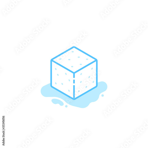 ice cube blue icon isolated on white