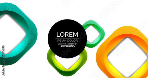 Square geometric vector abstract background, dynamic modern minimal template. Multicolored square shapes with round corners overlapping each other