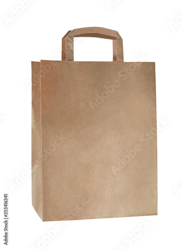 paper bag with handles for products on a white background