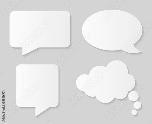 White paper speech bubbles. Vector illustration