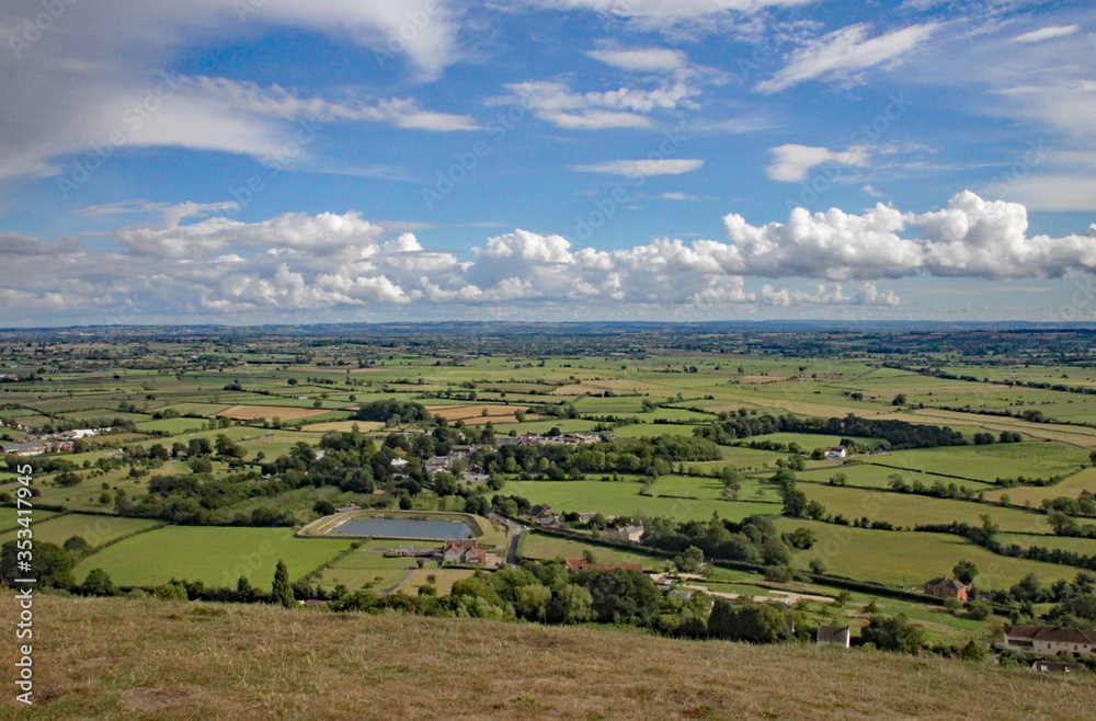 View from the top of Glastonbury Tor, overlooking the Somerset Levels.