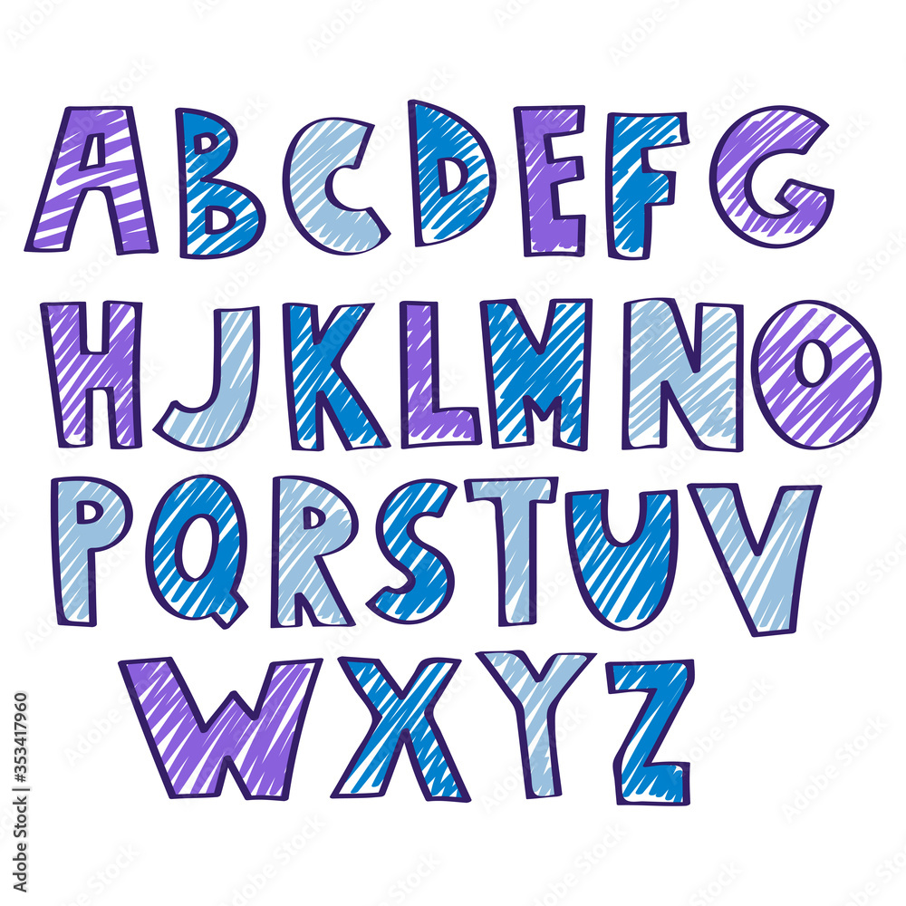 Playful Alphabet with Funky Bright Letters from A to Z Vector Elements