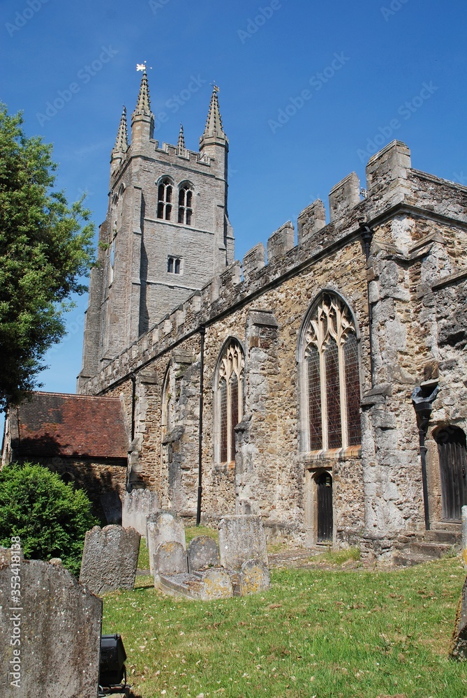 The twelfth century St. Mildred's church at Tenterden in Kent, England.