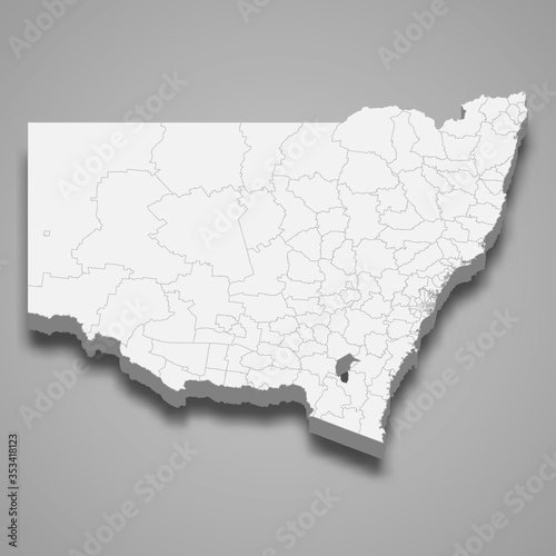 New South Wales 3d map state of Australia Template for your design