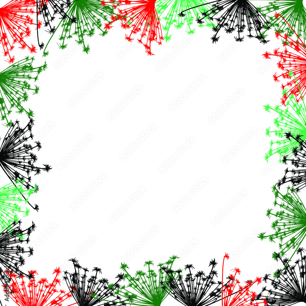 Obraz premium stylish decorative frame made of green, red and black plants. vector illustration