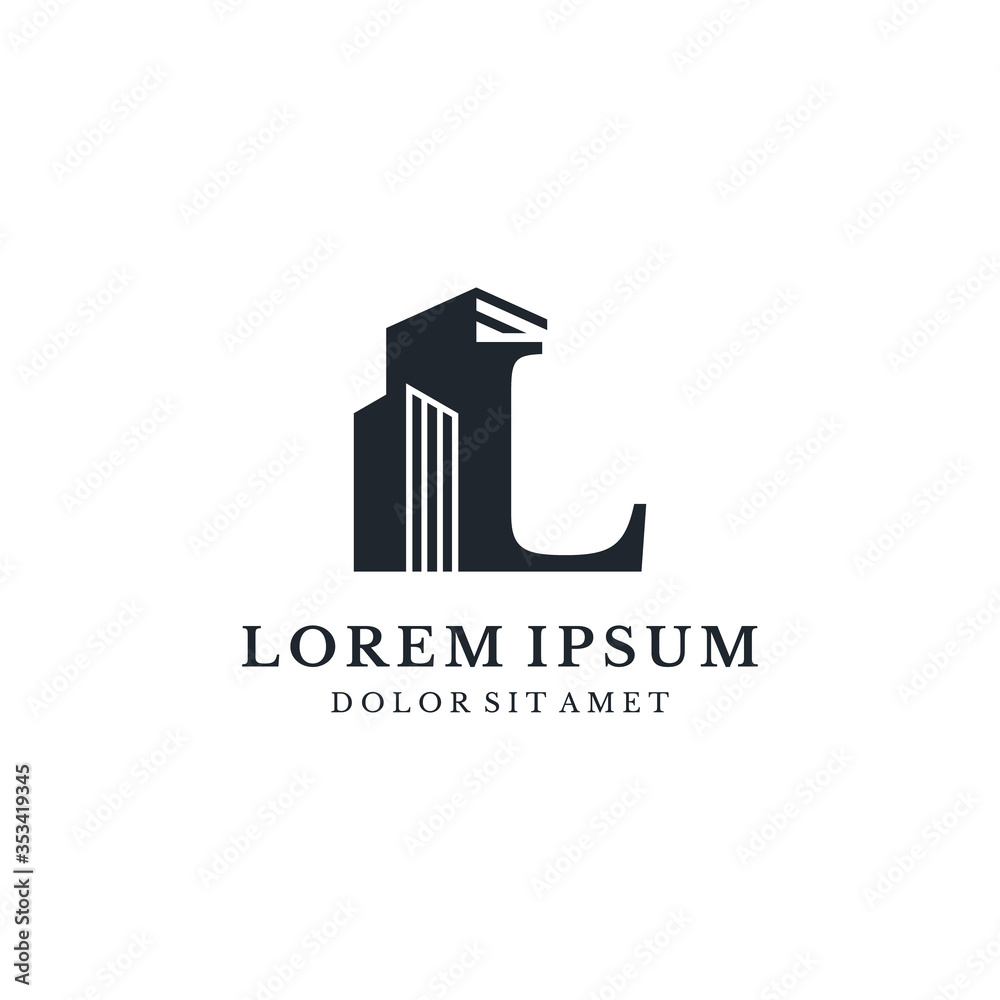 Building With Letter L Monogram Logo Design Building With Letter L Monogram Logo Design
