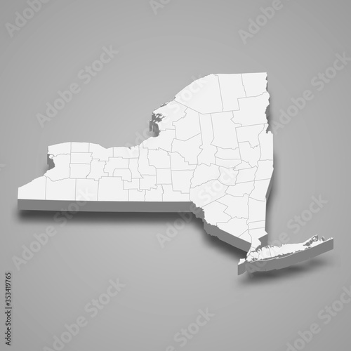 New York 3d map state of United States Template for your design