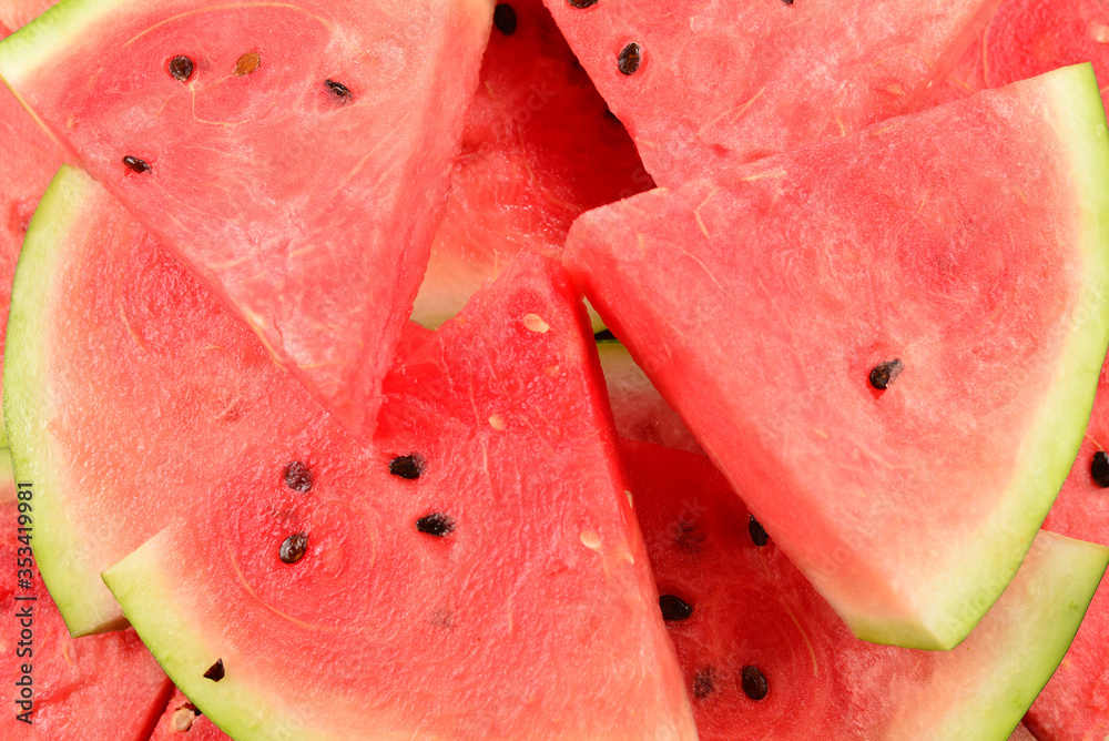 Juicy watermelon slices background. Top view. Juicy watermelon slices background. Top view.