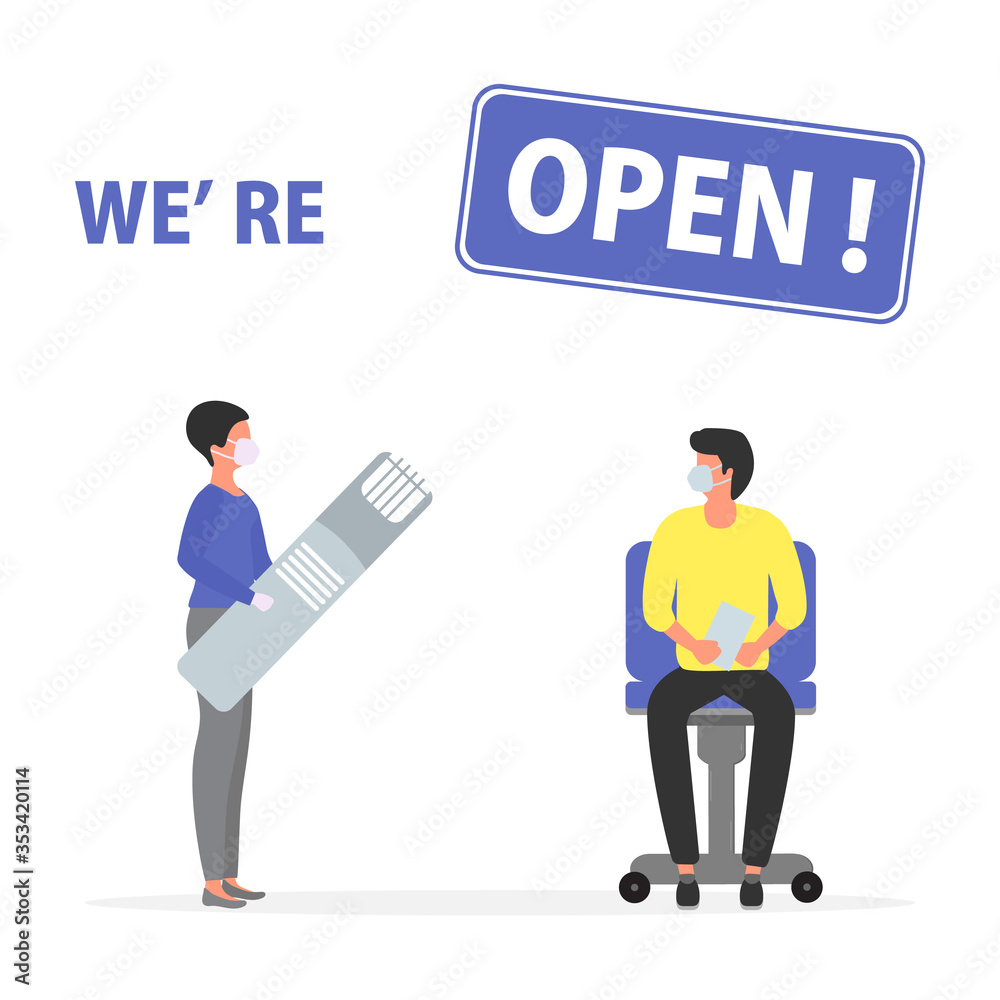 Reopen Hairdresser Salon Social distancing People Reopen Hairdresser Salon Social distancing People