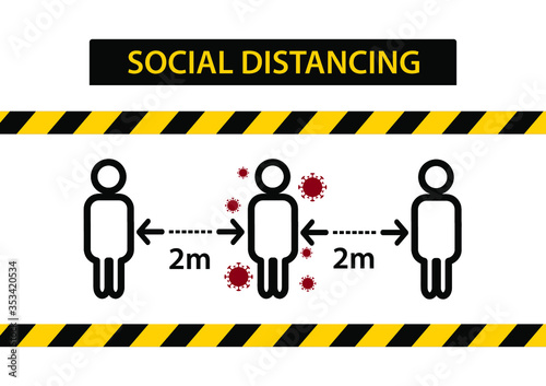 Social distancing. Keep 1-2 meter distance. Concept for Coronavirus epidemic protective. Vector illustration