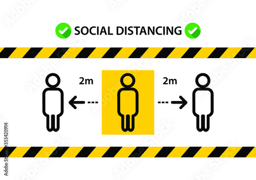 Social distancing. Keep 1-2 meter distance. Concept for Coronavirus epidemic protective. Vector illustration