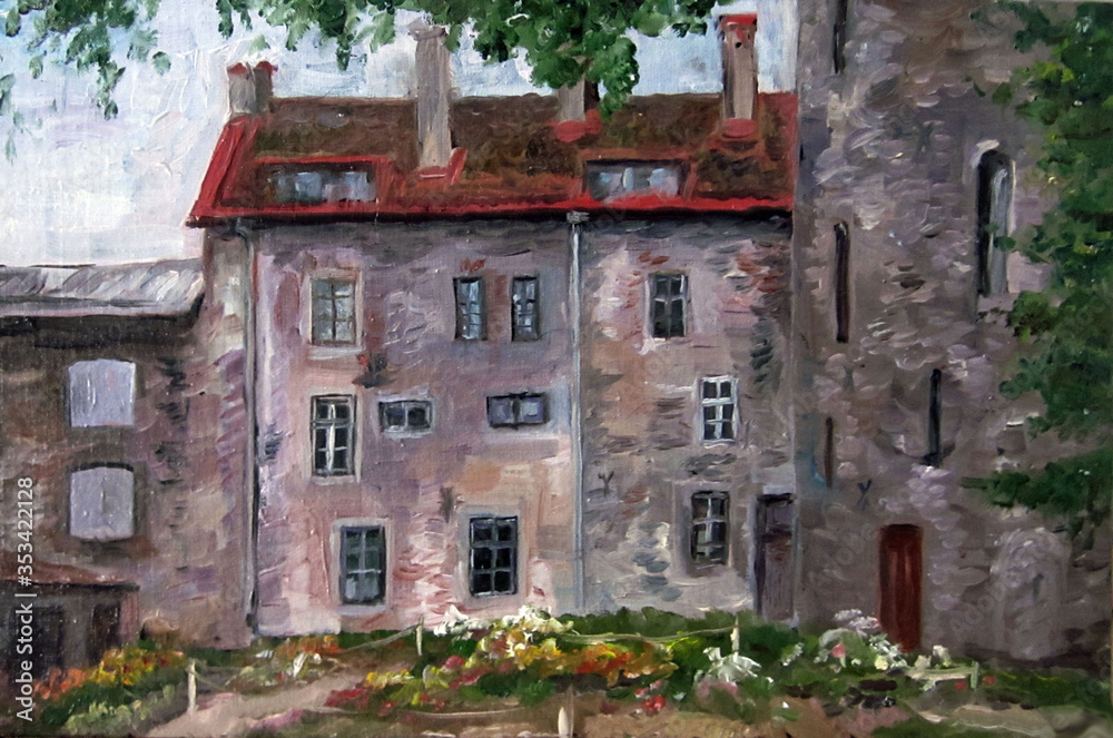 House in Tallinn. old town, oil Paintings