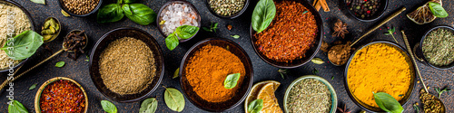 Fotografi Set of Spices and herbs for cooking