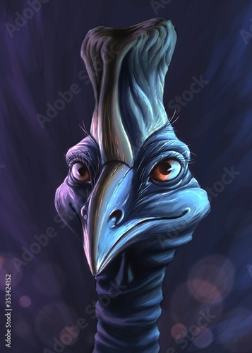 The eautiful big-eyed fantasy bird
