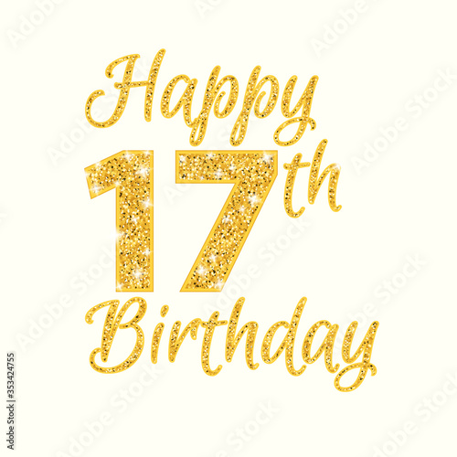 Photography Happy birthday 17th glitter greeting card
